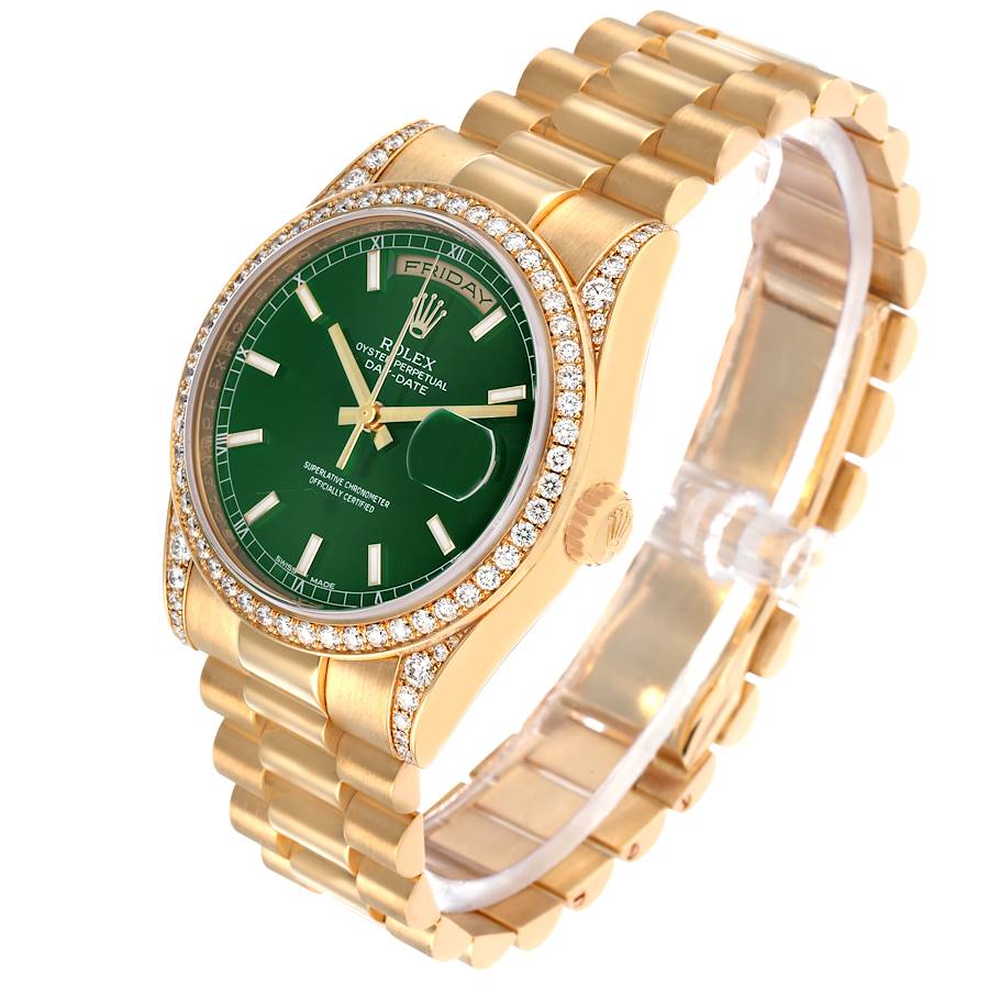 President Day-Date Yellow Gold Diamond Mens Watch 118388 Box Card