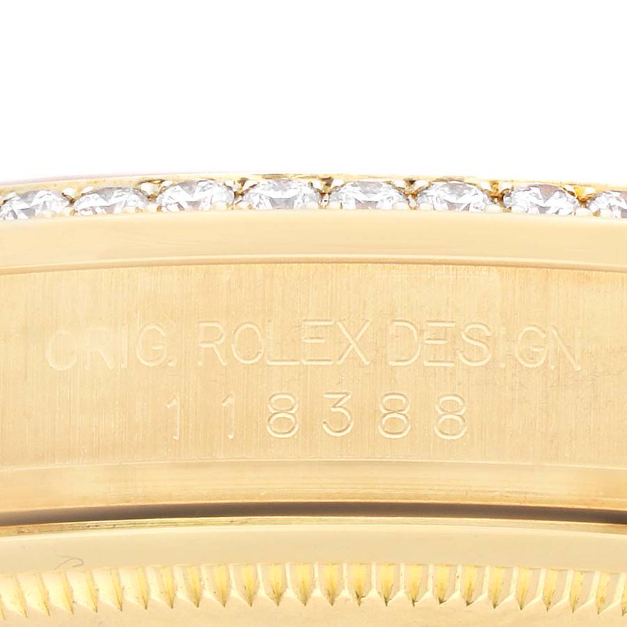 President Day-Date Yellow Gold Diamond Mens Watch 118388 Box Card