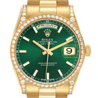 President Day-Date Yellow Gold Diamond Mens Watch 118388 Box Card
