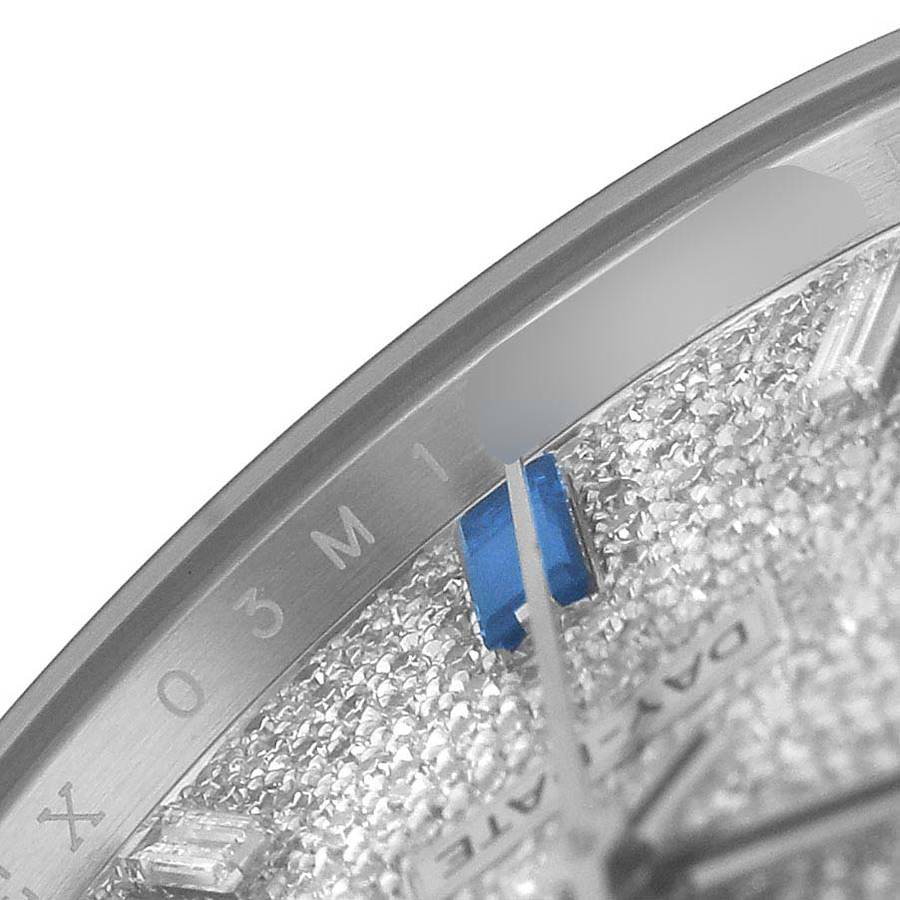 President Day-Date 40 Diamond Sapphire Platinum Mens Watch 228206 Box Card