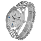 President Day-Date 40 Diamond Sapphire Platinum Mens Watch 228206 Box Card