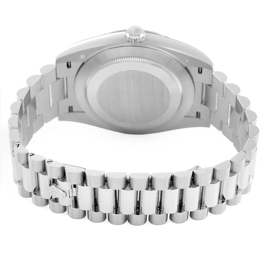 President Day-Date 40 Diamond Sapphire Platinum Mens Watch 228206 Box Card