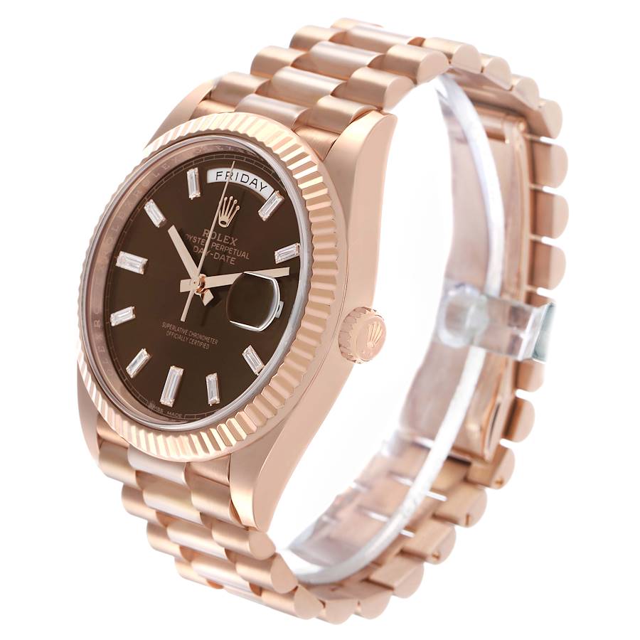 President Day-Date 40 Rose Gold Chocolate Diamond Watch 228235 Box Card