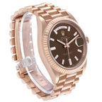 President Day-Date 40 Rose Gold Chocolate Diamond Watch 228235 Box Card