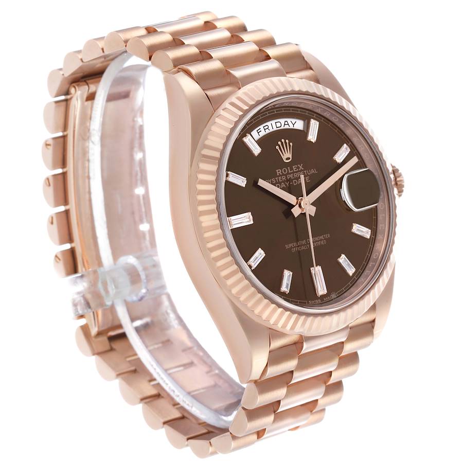 President Day-Date 40 Rose Gold Chocolate Diamond Watch 228235 Box Card