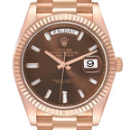 President Day-Date 40 Rose Gold Chocolate Diamond Watch 228235 Box Card