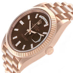 President Day-Date 40 Rose Gold Chocolate Diamond Watch 228235 Box Card