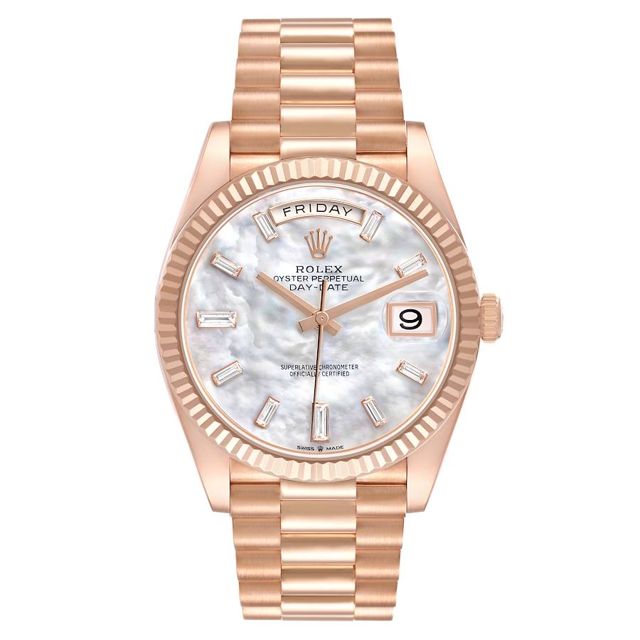 President Day-Date 40 Rose Gold MOP Diamond Watch 228235 Box Card