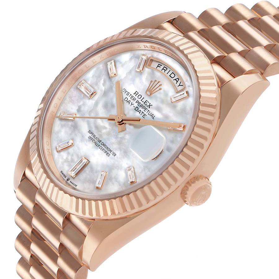 President Day-Date 40 Rose Gold MOP Diamond Watch 228235 Box Card