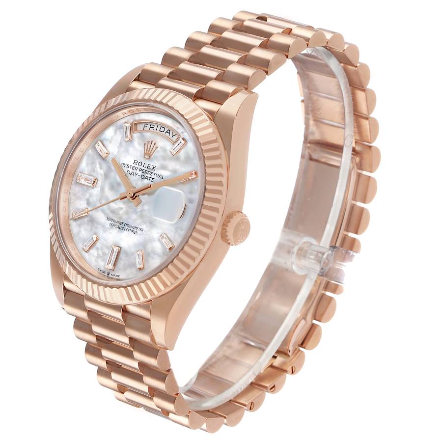 President Day-Date 40 Rose Gold MOP Diamond Watch 228235 Box Card