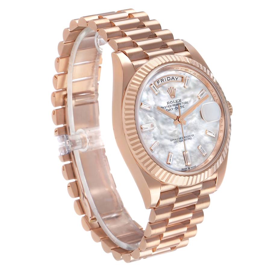 President Day-Date 40 Rose Gold MOP Diamond Watch 228235 Box Card