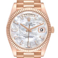 President Day-Date 40 Rose Gold MOP Diamond Watch 228235 Box Card