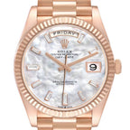 President Day-Date 40 Rose Gold MOP Diamond Watch 228235 Box Card