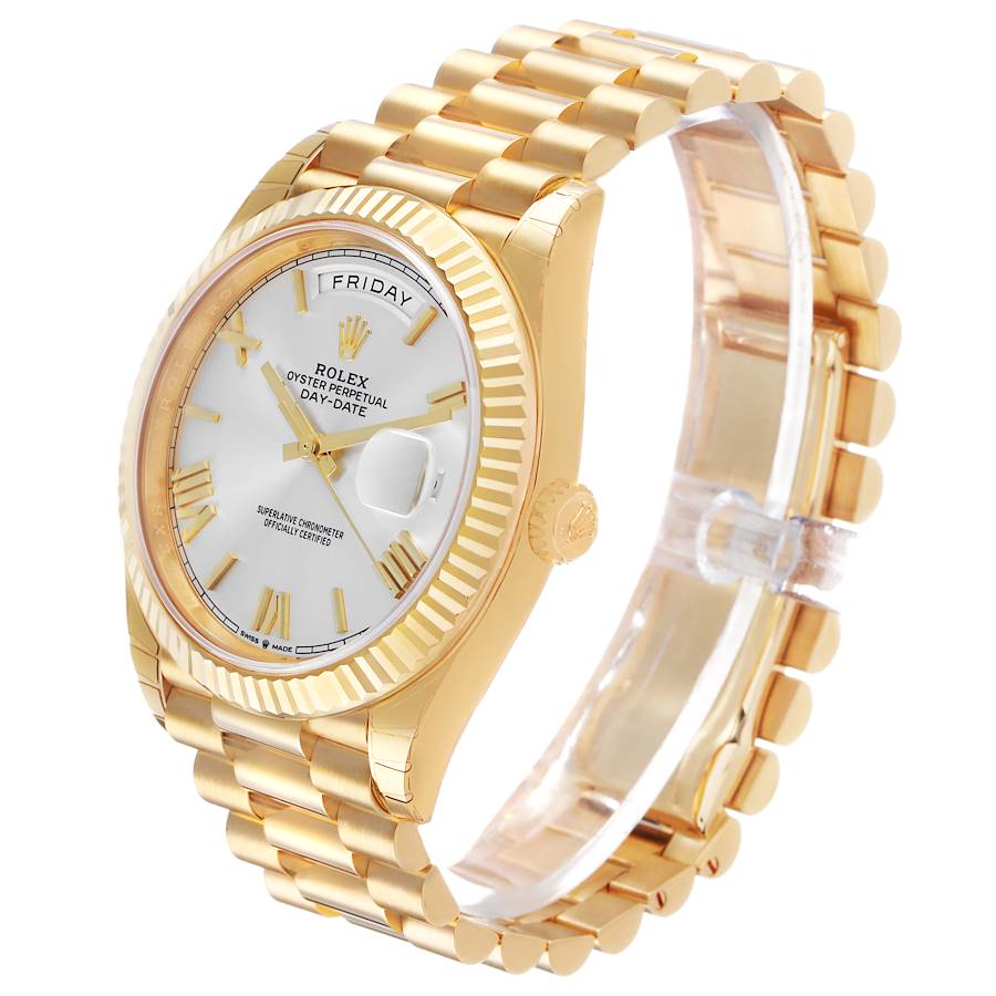President Day-Date 40 Silver Roman Dial Yellow Gold Mens Watch 228238