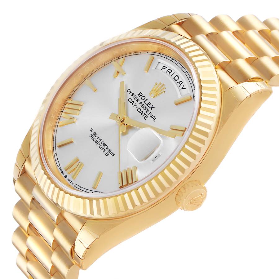 President Day-Date 40 Silver Roman Dial Yellow Gold Mens Watch 228238