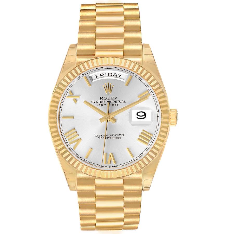 President Day-Date 40 Silver Roman Dial Yellow Gold Mens Watch 228238