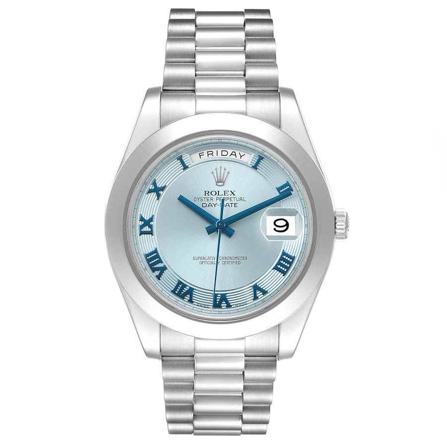 President Day-Date 41 Platinum Ice Blue Dial Mens Watch 218206