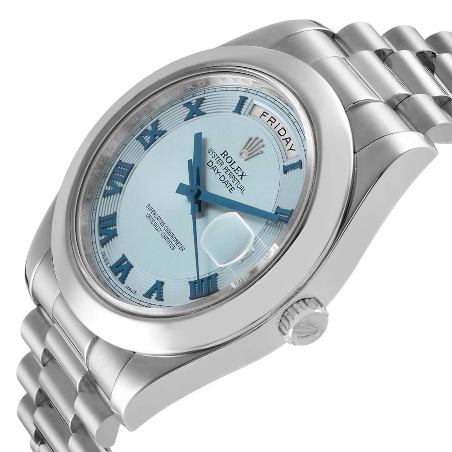 President Day-Date 41 Platinum Ice Blue Dial Mens Watch 218206