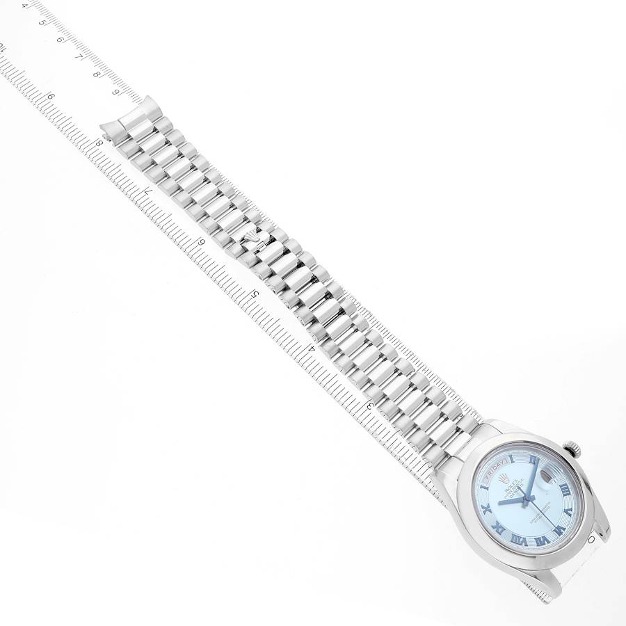President Day-Date 41 Platinum Ice Blue Dial Mens Watch 218206