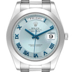 President Day-Date 41 Platinum Ice Blue Dial Mens Watch 218206