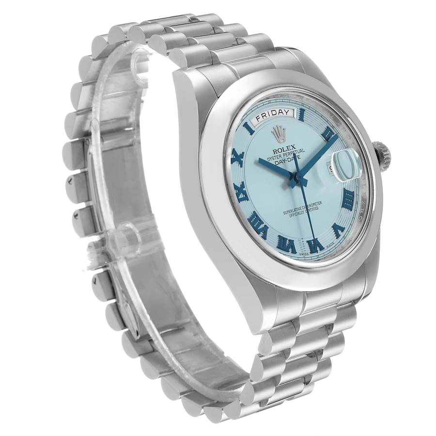 President Day-Date 41 Platinum Ice Blue Dial Mens Watch 218206