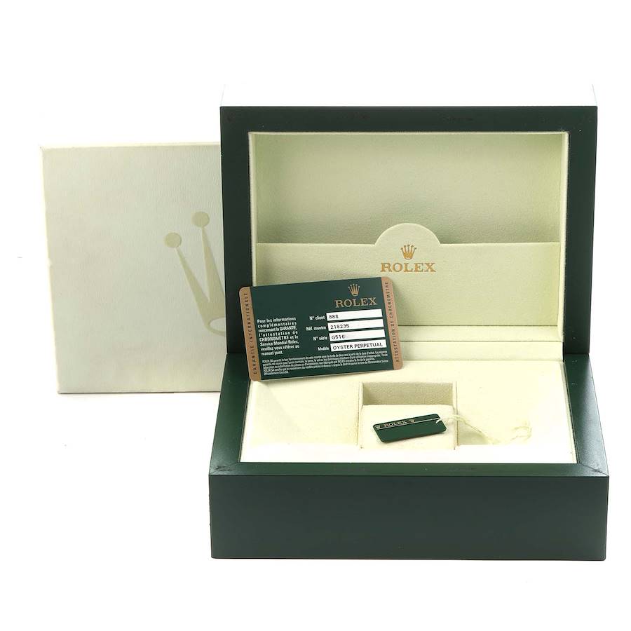 President Day-Date II 41 Rose Gold Diamond Mens Watch 218235 Box Card