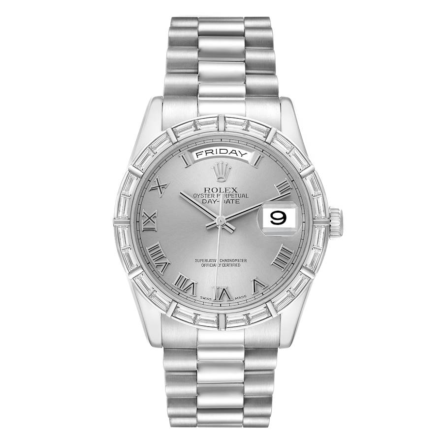 President Day-Date Platinum Diamond Bezel Watch 118366 Box Papers
