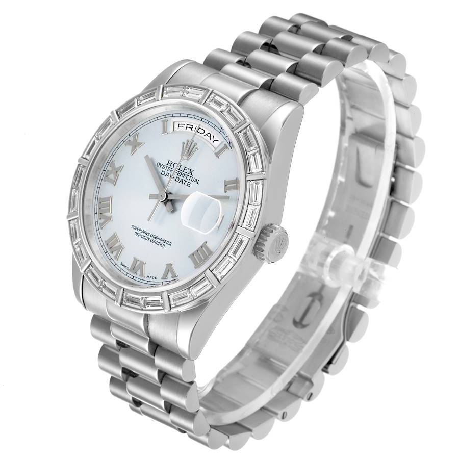 President Day-Date Platinum Ice Blue Dial Diamond Mens Watch 118366
