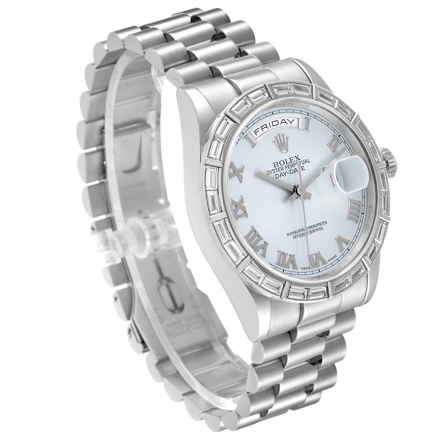 President Day-Date Platinum Ice Blue Dial Diamond Mens Watch 118366