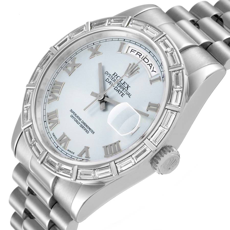 President Day-Date Platinum Ice Blue Dial Diamond Mens Watch 118366