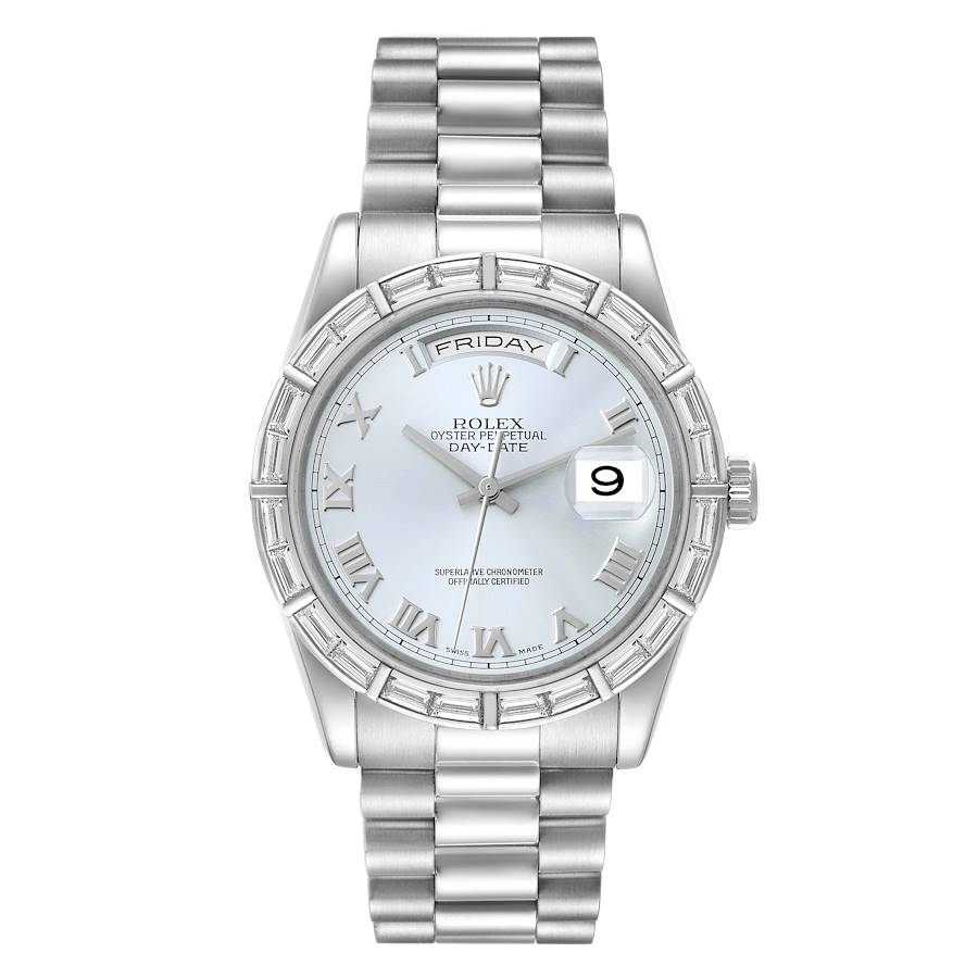 President Day-Date Platinum Ice Blue Dial Diamond Mens Watch 118366