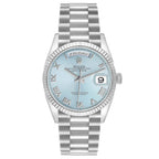 President Day-Date Platinum Ice Blue Dial Mens Watch 128236 Box Card