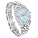 President Day-Date Platinum Ice Blue Dial Mens Watch 128236 Box Card