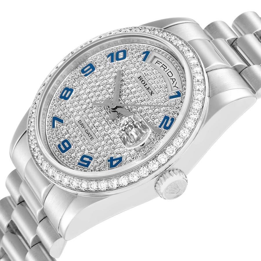 President Day-Date Platinum Pave Diamond Mens Watch 118346 Box Card