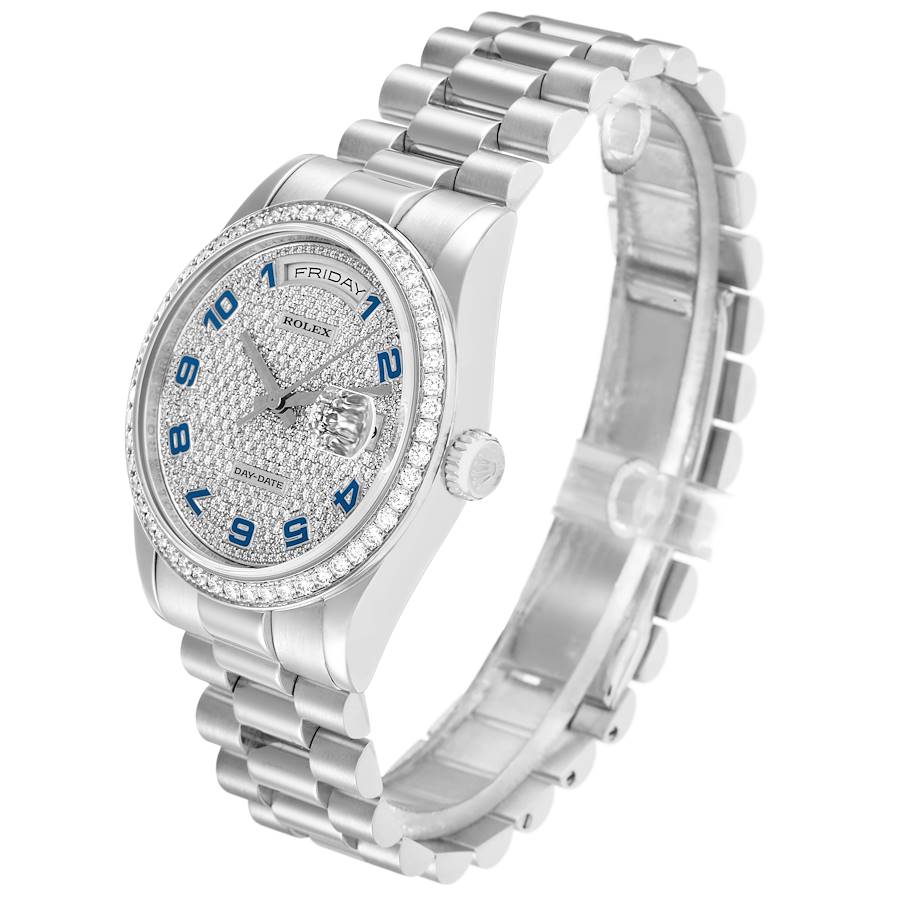 President Day-Date Platinum Pave Diamond Mens Watch 118346 Box Card