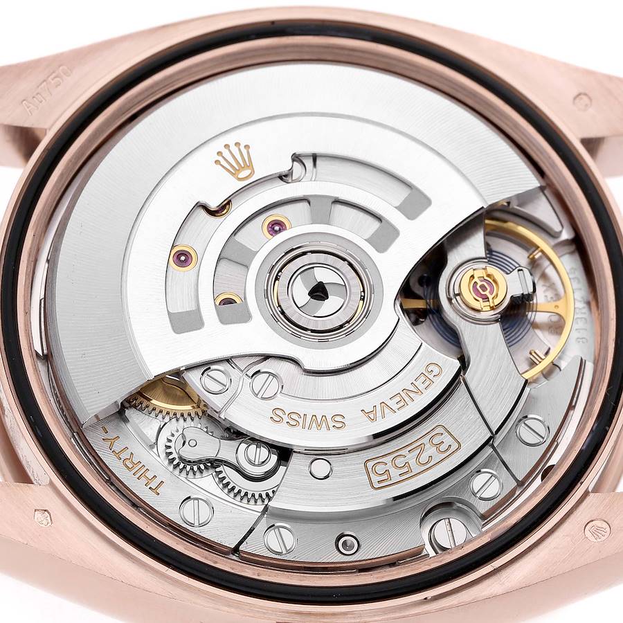 President Day-Date Rose Gold Stone Eisenkiesel Dial Mens Watch 128235 Box Card