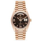 President Day-Date Rose Gold Stone Eisenkiesel Dial Mens Watch 128235 Box Card
