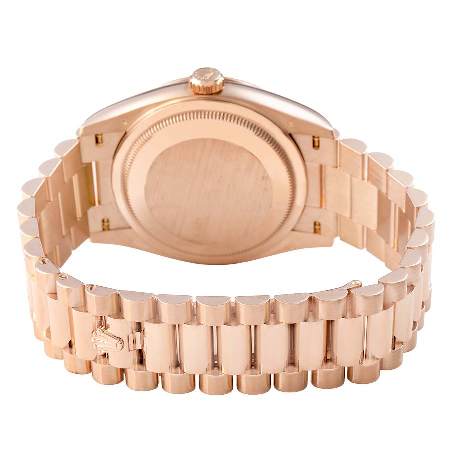 President Day-Date Rose Gold Stone Eisenkiesel Dial Mens Watch 128235 Box Card