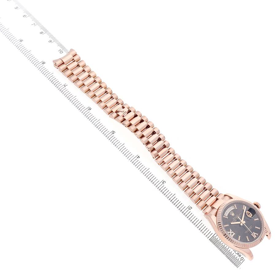 President Day-Date Rose Gold Stone Eisenkiesel Dial Mens Watch 128235 Box Card