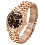 President Day-Date Rose Gold Stone Eisenkiesel Dial Mens Watch 128235 Box Card
