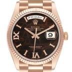 President Day-Date Rose Gold Stone Eisenkiesel Dial Mens Watch 128235 Box Card