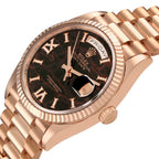 President Day-Date Rose Gold Stone Eisenkiesel Dial Mens Watch 128235 Box Card