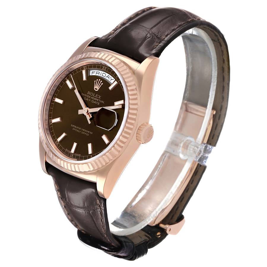 President Day-Date Rose Gold Chocolate Dial Mens Watch 118135