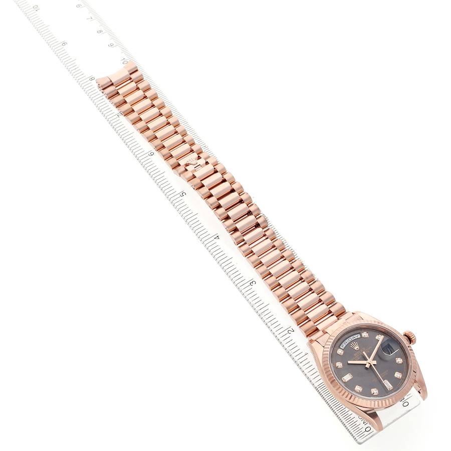 President Day-Date Slate Diamond Dial Rose Gold Mens Watch 128235 Box Card