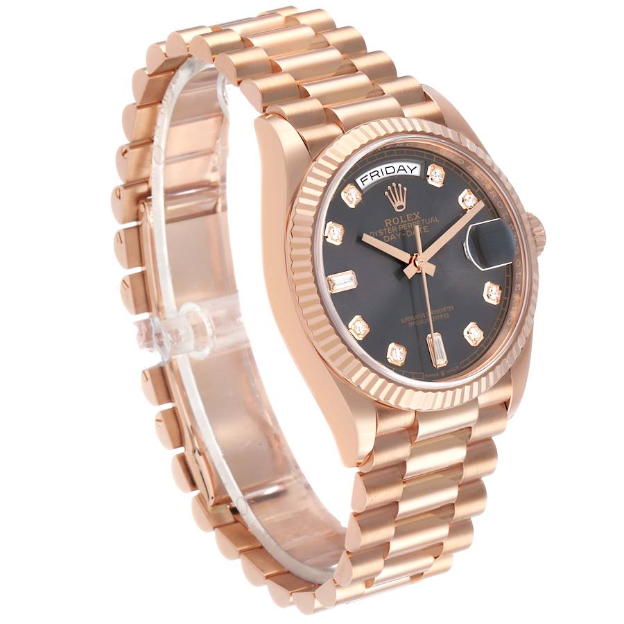 President Day-Date Slate Diamond Dial Rose Gold Mens Watch 128235 Box Card