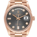 President Day-Date Slate Diamond Dial Rose Gold Mens Watch 128235 Box Card