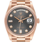 President Day-Date Slate Diamond Dial Rose Gold Mens Watch 128235 Box Card