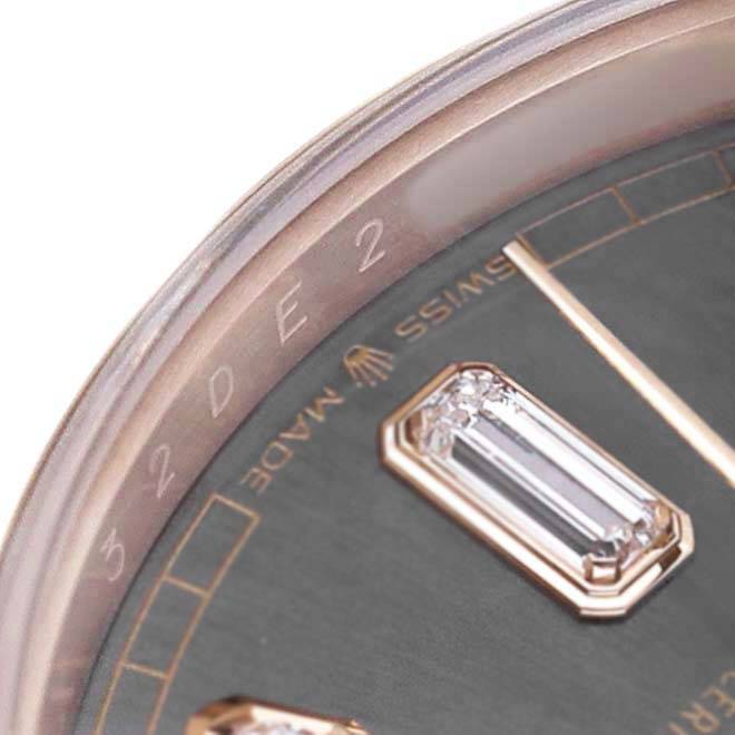 President Day-Date Slate Diamond Dial Rose Gold Mens Watch 128235 Box Card