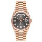 President Day-Date Slate Diamond Dial Rose Gold Mens Watch 128235 Box Card