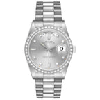 President Day-Date White Gold Diamond Dial Bezel Watch 18349 Box Papers